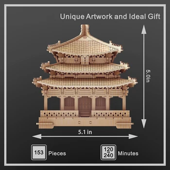 153Pcs 1:150 DIY Leseno Ročno izdelan Model Stavbe Komplet 3D Puzzle Igrača Skupščine Kitajski Stari Stavbi Obrti - Wanchun Paviljon