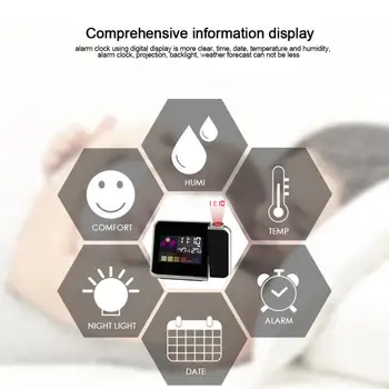 1pc Digitalne Budilke Stenske Projekcija Vreme LCD Zaslon Snooze Alarm Dvojni Laser Vrtljiv Ura Barvni Zaslon Desk Watch