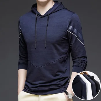 2021 Blagovne Znamke Moških Hooded T Majice Oblačila Pomlad Dolg Rokav Obleke Plus Velikost Homme Visoke Kakovosti Priložnostne Korejski Slog, Moda Vrhovi