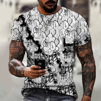 2021 najnovejši trend design moški ulica 3d t-shirt grafiti pismo tiskanje simbol vzorec kratek sleeved majica fashion 6XL