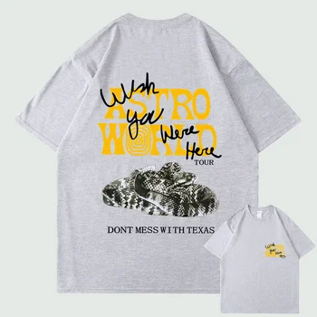 2021 Nov Modni Hip Hop Majica s kratkimi rokavi Moški Ženske Travis Scotts ASTROWORLD Harajuku T-Shirts ki se ŽELIJO STE BILI TUKAJ Pismo Tiskanja Tees Vrhovi
