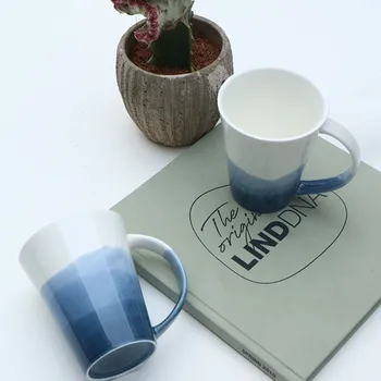 250 ml Evropski Stil Ustvarjalne keramične skodelice iz Porcelana skodelice kave Doma čajne skodelice Modra gradient zajtrk Mleko vrč