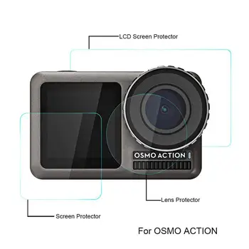 3PCS Nano Objektiv LCD Zaslon Patron Film Zaščitna Polno Kritje Za DJI Osmo Akcijski Šport Fotoaparat Protection Guard Opremo