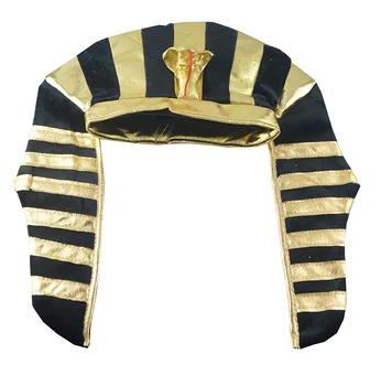 3pcs/set Egiptovski Kostum, Zlati Faraon Kralj Klobuk Zlati Kleopatra Kača-oblikovan Headdress z Žezlo Halloween Cosplay Rekviziti