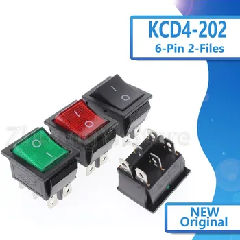 5Pcs/Veliko KCD2 KCD4-202 Rdeča Zelena Črna Svetlo 6-Pin 2-Datoteke 16A/250V Rocker Switch Klackalicu Stikalo