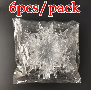 (6Pcs/paket) Božično Drevo Obesek Plastičnih Snežinka Dekor Božič Okraski Za Ročno DIY Doma Dekoracijo