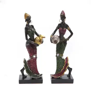 Afriška Ženska Kip Smolo Obrti Doma Dekoracijo Kiparstvo Evropski Stil Afriške Ženske Art House Office Dekor Okraski, Darila