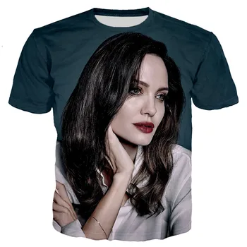 Angelina Jolie 3D Print Majica s kratkimi rokavi Moški Ženske Harajuku Slog Ulične Prevelik T-shirt Unisex Hip Hop Priložnostne Moda Kratek Rokav