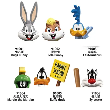 Anime Serije Bugs Bunny Lola Zajček Daffy Duck Sylvester Mini Številke Opeke Igrača je gradniki Diy Sestavljeni Model