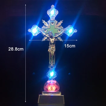 Baročni ikon križ LED luči crucifixo telo svetlobe doma členov cerkev Jezusa kristusa križ lučka decoratin Katoliški kristjan darilo