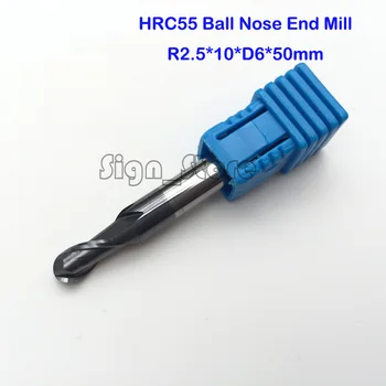Brezplačna dostava 3pcs/set R2.5 Pravi HRC55 2 predvsem piščali žogo nos koncu mlin za mletje cutter CNC usmerjevalnik bit 6*5*50mm