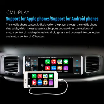 Clydek 1din Mp5 Predvajalnik se Dotaknite Avto Radio Dvosmerno Povezanost AM RDS FM 4-USB, 5.1 Cm Podporo Android 10 Mirrorlink