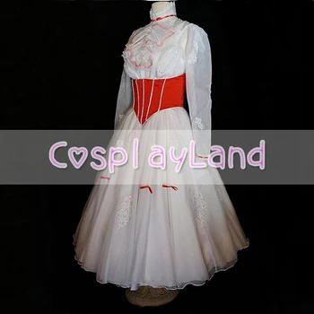 Cospaly Kostum Princesa Obleko Odraslih Žensk, po Meri Izdelana, z Rdečo Satenast Korzet Belo Poročno zabavo Obleko