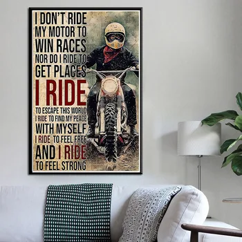 Dirkač Letnik Motocikel Plakat za motokros, začenši sem vožnja Navdihujočih Citatov Slikarstvo Wall Art Doma Kawaii Soba Dekor Platno