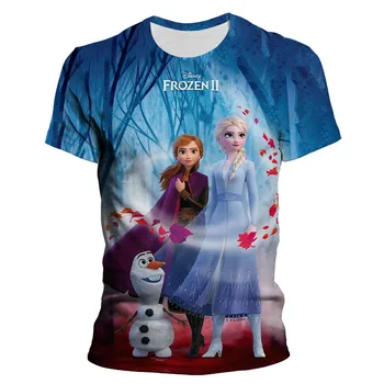 Disney Zamrznjene Ana Elsa Otroci Dekle Majica 3D Digitalni Tisk Oblačil Vrhovi Zamrznjen Sneg Kraljica Risanka Tiskanje Majice Moške Ženske Tees