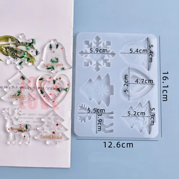 DIY Kristalno Epoksi Plesni 6-cell Božič Snežinka Elk Božično Drevo Materiala Obesek Obesek Keychain Pohištvo Obesek set