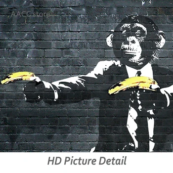 Grafiti Umetnost Opica, ki ima Banana Platno, Slike Živali Plakatov in Fotografij Stenskih slikah, za Sobi Doma Cuadros Dekor