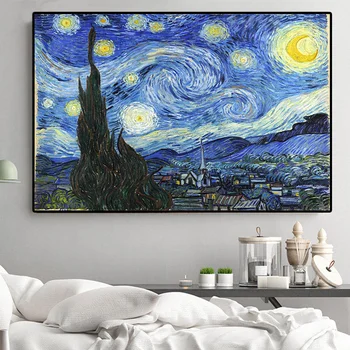 Impresionizem Van Gogh Zvezdnato Noč Razmnoževanje Platno Slikarstvo Plakati in Tisk Stenskih slikah, Cuadros Doma Soba Dekoracijo