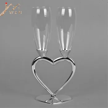IMUWEN Silver plated srce oblika kozarcem penine, šampanjec flavta za poroko ali stranke