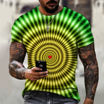 Moda Psihedelični 3d Natisnjeni T-shirt za Moške Poletne Priložnostne Krog Vratu Kratek Rokav Osebnost Kul Super Zabavno Majico