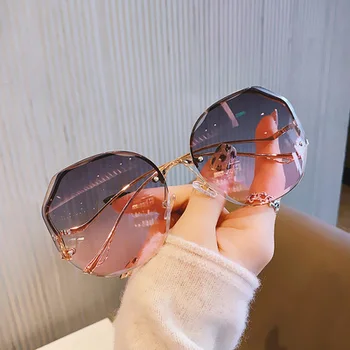 Moda za Ženske sončna očala voda cut obrezovanje rimless objektiv luksuzne blagovne znamke oblikovalec sončna očala žensk na prostem trend očala UV400