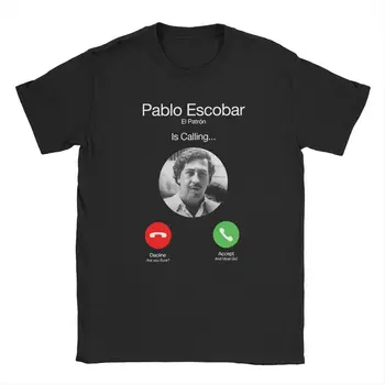 Moški Pablo Escobar Kliče Majica S Kratkimi Rokavi Bombaž Modnih Oblačil, Kratek Rokav, Okrogel Ovratnik Tee Shirt Velike Velikosti T-Shirt
