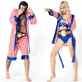 Moški Ženske Ameriško Zastavo Boksar Kostum Rocky Balboa Boks Haljo Modno Obleko Hlače Film Boks Haljo Usoda Cosplay Kostumi