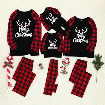 Novi Družinski Božič Ujemanje Pižamo Nastavite Božič Odrasli Otroci Otroške Pižame Elk Jelena Družino Ujemanja Obleke Družino Sleepwear