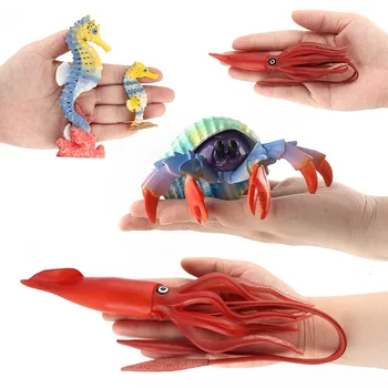 Ocean Morje Živali Slika Igrače Realne Ocean Bitja Modeli Puščavnik Rakovice Seahorse Lignji PVC Model Kognitivne Igrače za Otroke