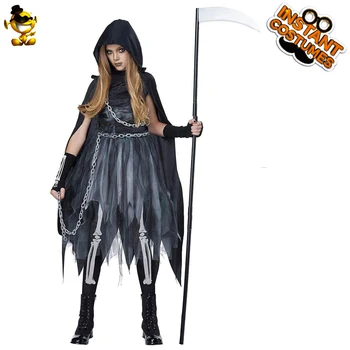 Odrasle Ženske Okostje Reaper Dekle Kostum Vlogo Igra Halloween Kostumi za Lady je Reaper Obleko