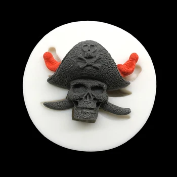 Okostje Pirat Halloween Silikonski Sugarcraft Plesni Čokolado Cupcake Peko Fondat Torta Dekoraterstvo Orodja