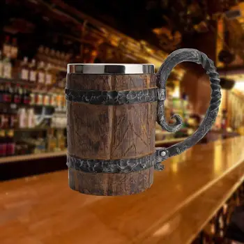 Original Viking Lesen Sod za Pivo Vrč Vedro Oblikovan Drinkware Z Ročajem iz Nerjavečega Jekla Dvojno Steno Cocktail Skodelice za Bar