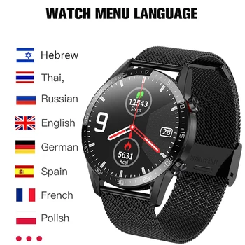 Pametno Gledati Moške Podpira hebrejski Polni, Zaslon na Dotik, Športna Fitnes Watch IP67 Nepremočljiva Bluetooth Moških Smartwatch Za Android IOS