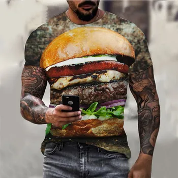 Poletje Unisex Hamburger 3D Tiskanje Osebnosti, Priložnostne 2021 Hip-hop Kratkimi Rokavi Moški Osebno Priložnostne T-Shirt Kratek Rokav