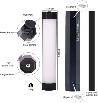 RGB Nepremočljiva 200MM Cev Svetlobe z Magnetom Ročno Pisane Luči Palico Video Mehko Lučka APP&Daljinski upravljalnik Fotograf