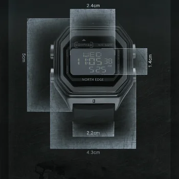 SEVERNI ROB Moške Smartwatch Kompas Vojaške Army Watch Kvadratnih Izbiranje Odštevanje Svetu Ure Digitalne Budilke Nepremočljiva 50m 2021