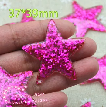 Smole sijoče hot pink zvezda oblike chrysoprase bling star ravno nazaj obrti 37x39mm 50pcs/veliko