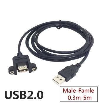USB 2.0 Podaljšek USB 3.0 Kabel, Podaljšek Kabel Moški-Ženska Z Vijakom Panel Mount Folijo+Pleteni Zaščiteni 30 cm 1m 2m 3m