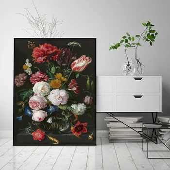 Vintage Cvetje Slikarstvo Na Platno Umetnosti Classic Rose Peony Cuadros Decoracion Plakat in Tiskanje Nordijska Stenske Slike za Življenje Iba
