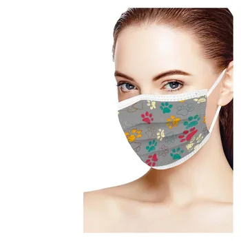 Za odrasle Risani Pes stopinjah Kawaii Maske za Ženske, Digital Print 3 Plast Dihanje mascaras Tkanine maksa srčkan masko za Enkratno uporabo